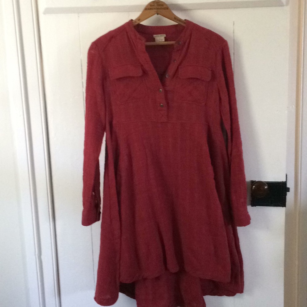 • Holding Horses red fit and flare shirt dress •